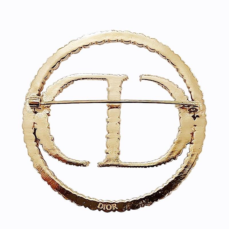 ディオール Dior CD ロゴ ラインストーン ブローチ ピンブローチ 
