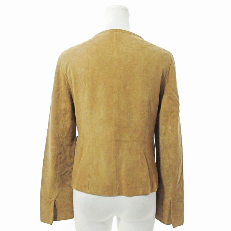 セオリー　ラムレザージャケット　ベージュ　美品 セオリーリュクス＊ノーカラーラムスウェードレザーベージュ40