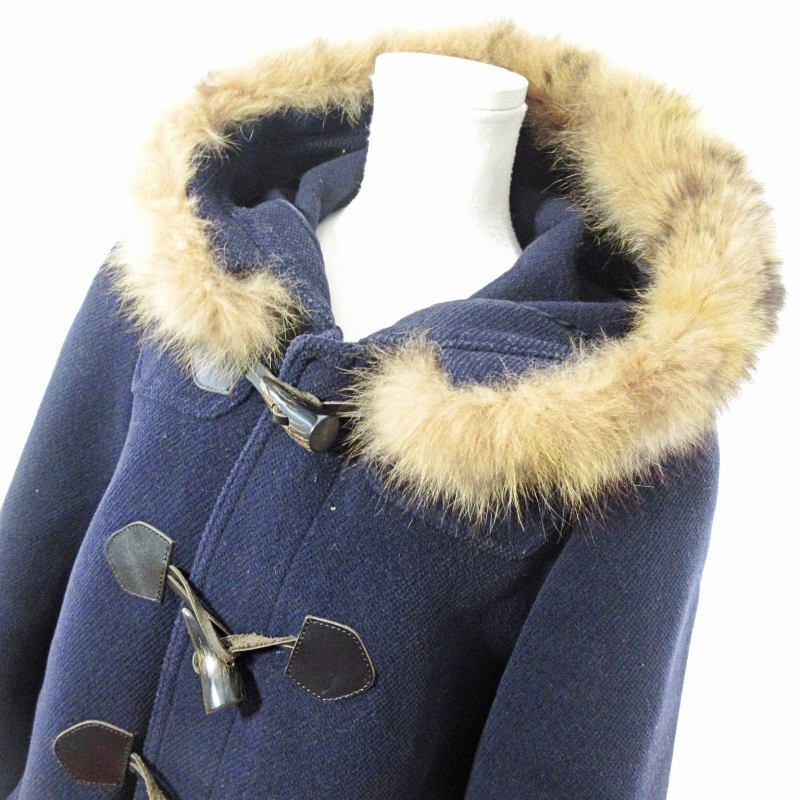 カオン Kaon ダッフルコート ジャケット ウール フリル フーディ 38 紺 