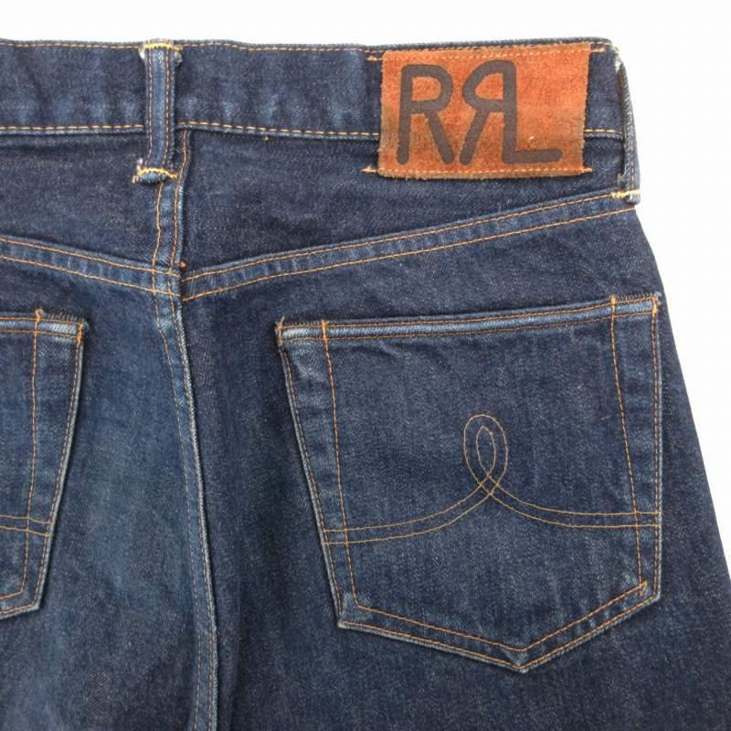 RRLクラッシュ加工アメリカusa製セルビッジデニムw29革パッチチェーン