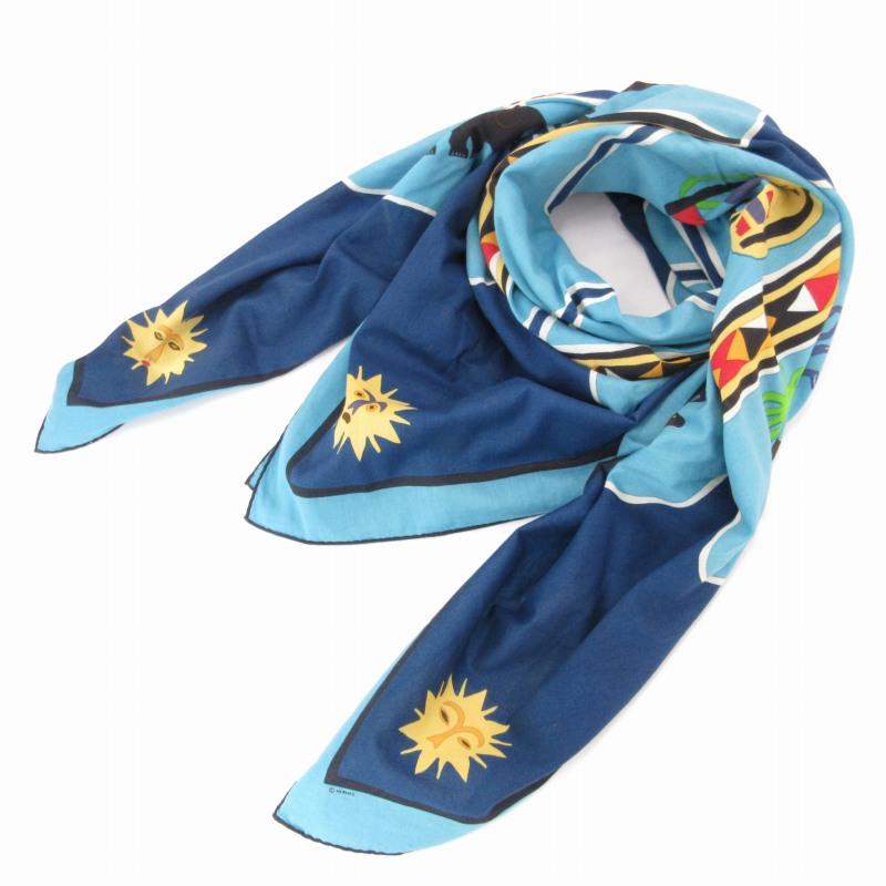 HERMES エルメス ヴィンテージ カレ140 コットン ストール スカーフ  