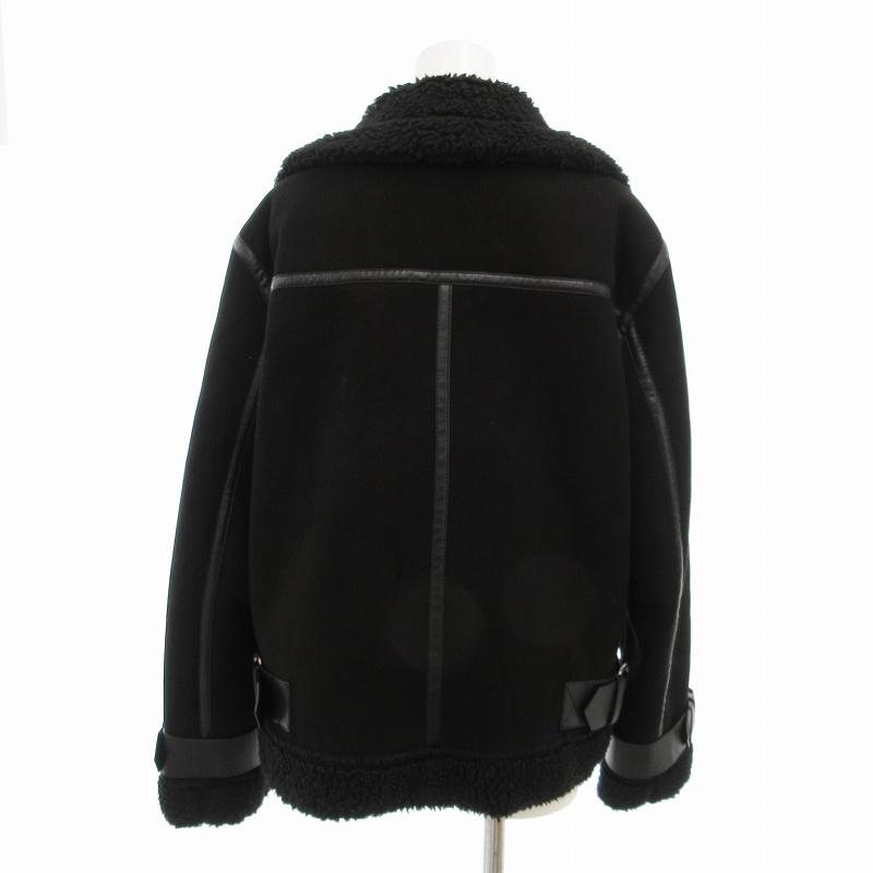 ZARA（ザラ） ダブルライダースジャケット フェイクムートン ボア S 黒
