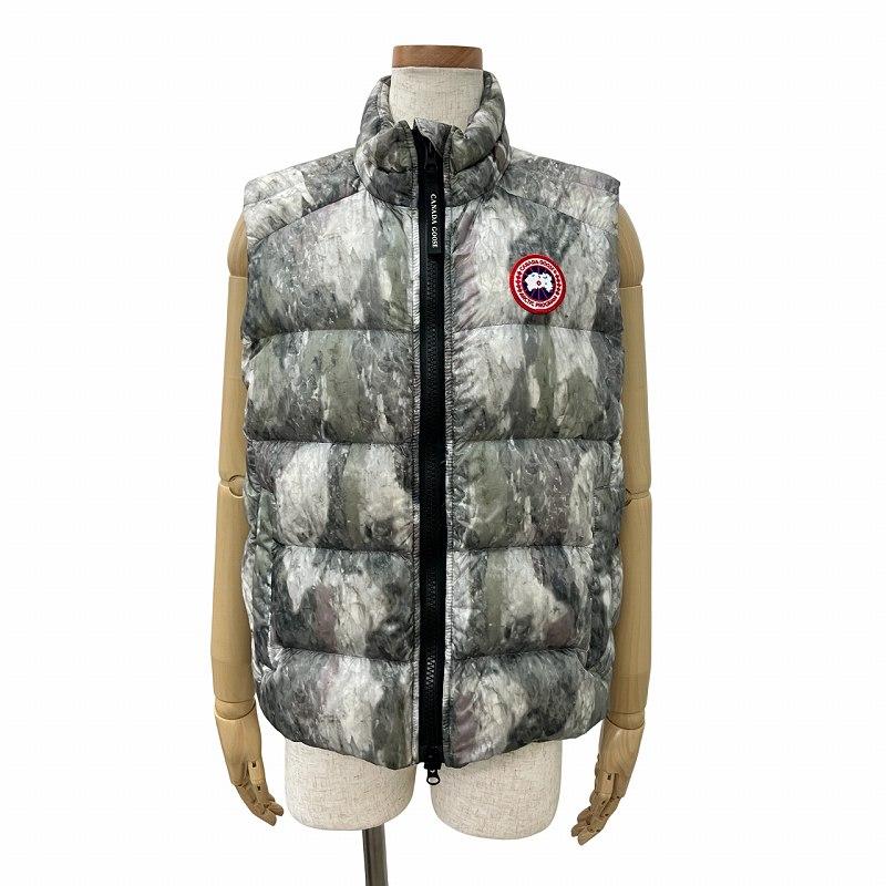 カナダグース CANADA GOOSE 美品 Cypress Vest ダウンベスト 総柄 ロゴ