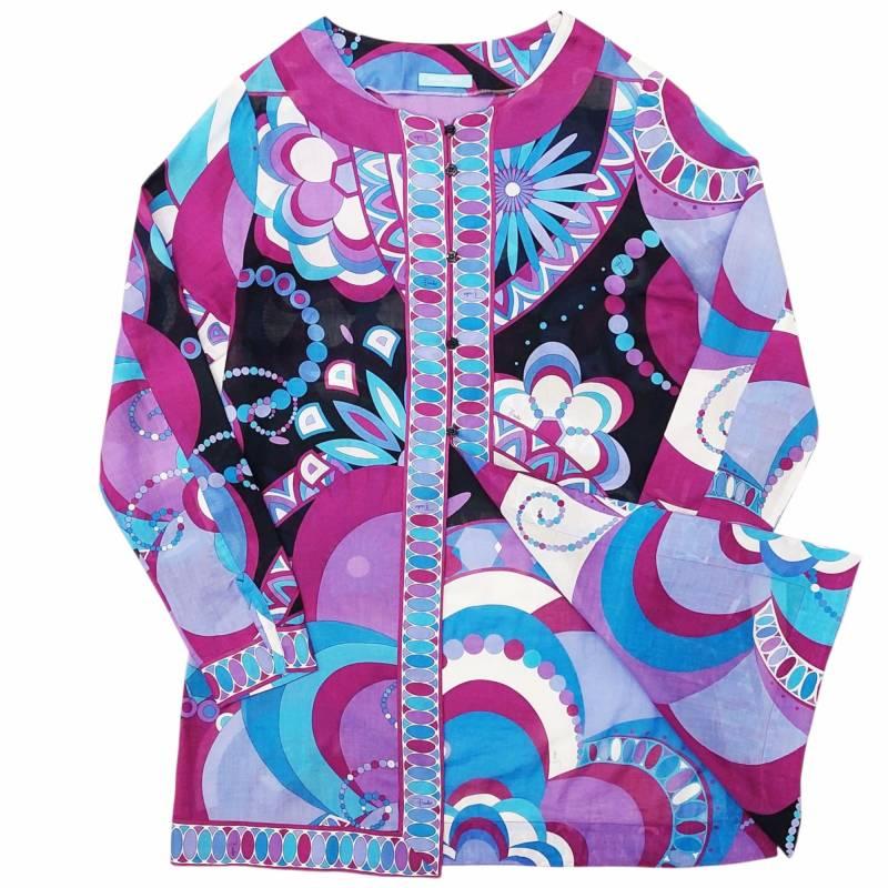 エミリオプッチ EMILIO PUCCI 美品 プッチ柄 チュニック ブラウス 