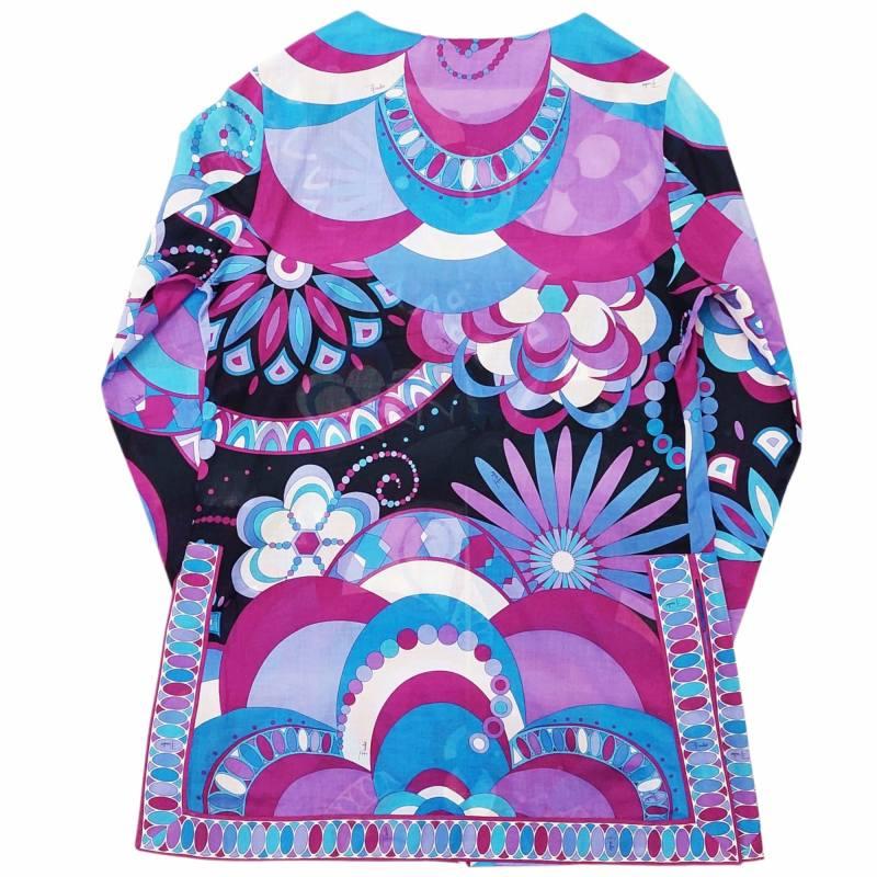 EMILIO PUCCI エミリオプッチ シルク チュニック 長袖ブラウス 総柄 エミリオプッチ EMILIO PUCCI 美品 プッチ柄 チュニック ブラウス