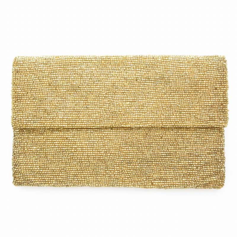モイナ MOYNA クラッチバッグ ショルダー 2WAY 総ビーズ 金色