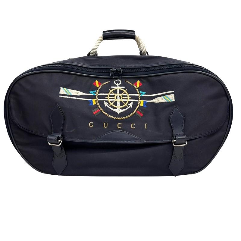 Gucci グッチ ボストンバッグ 旅行カバン ネイビー GUCCI（グッチ） ボストンバッグ ハンドバッグ 旅行カバン 刺繍 マリン