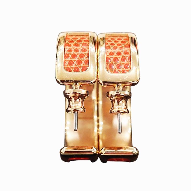 HERMES 未使用品 エルメス オランプ リザード フープピアス ピンク