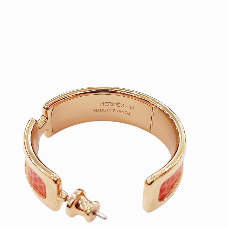 未使用 エルメス ピアス オランプ フープHERMES ピンクゴールドカラー HERMES 未使用品 エルメス オランプ リザード フープピアス ピンク