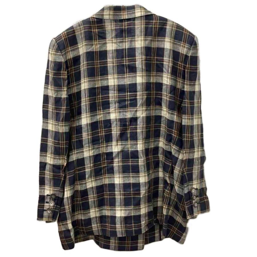 レリアン Leilian 美品 テーラードジャケット ダブル 2B チェック柄 麻