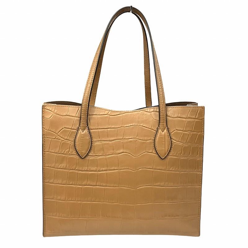 FURLA フルラ 美品 トートバッグ 手提げ エラ クロコ型押し 皮革