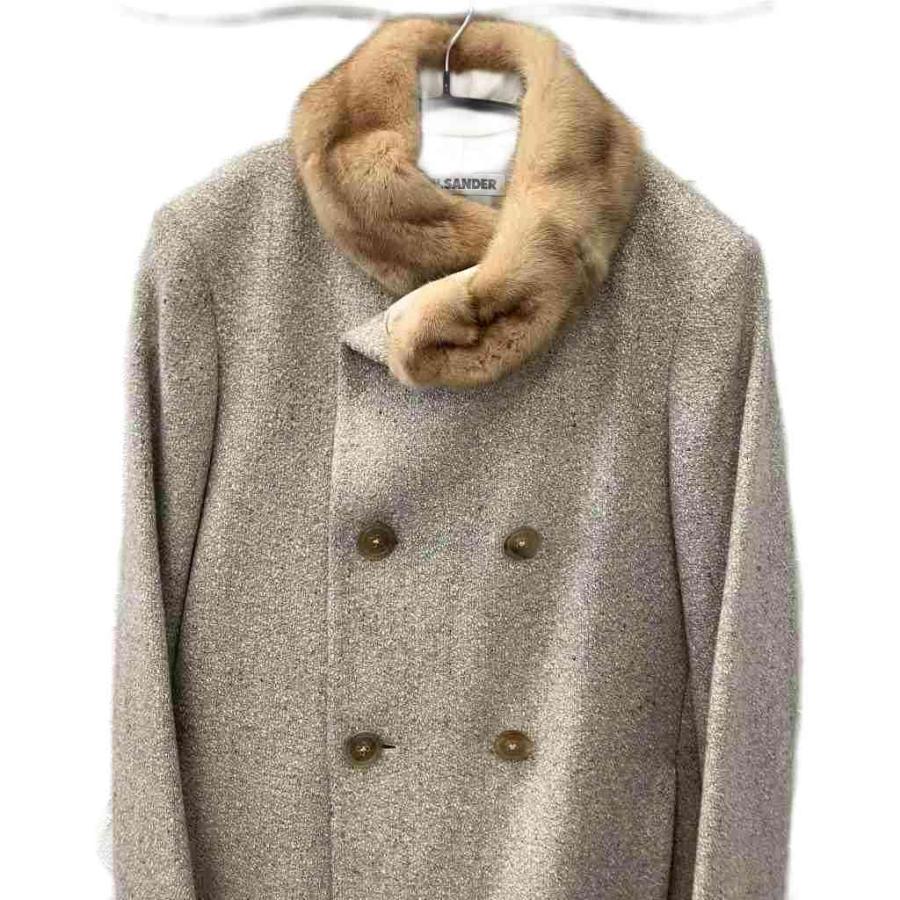 ジルサンダー JIL SANDER 美品 ファーカラーコート スタンドカラー