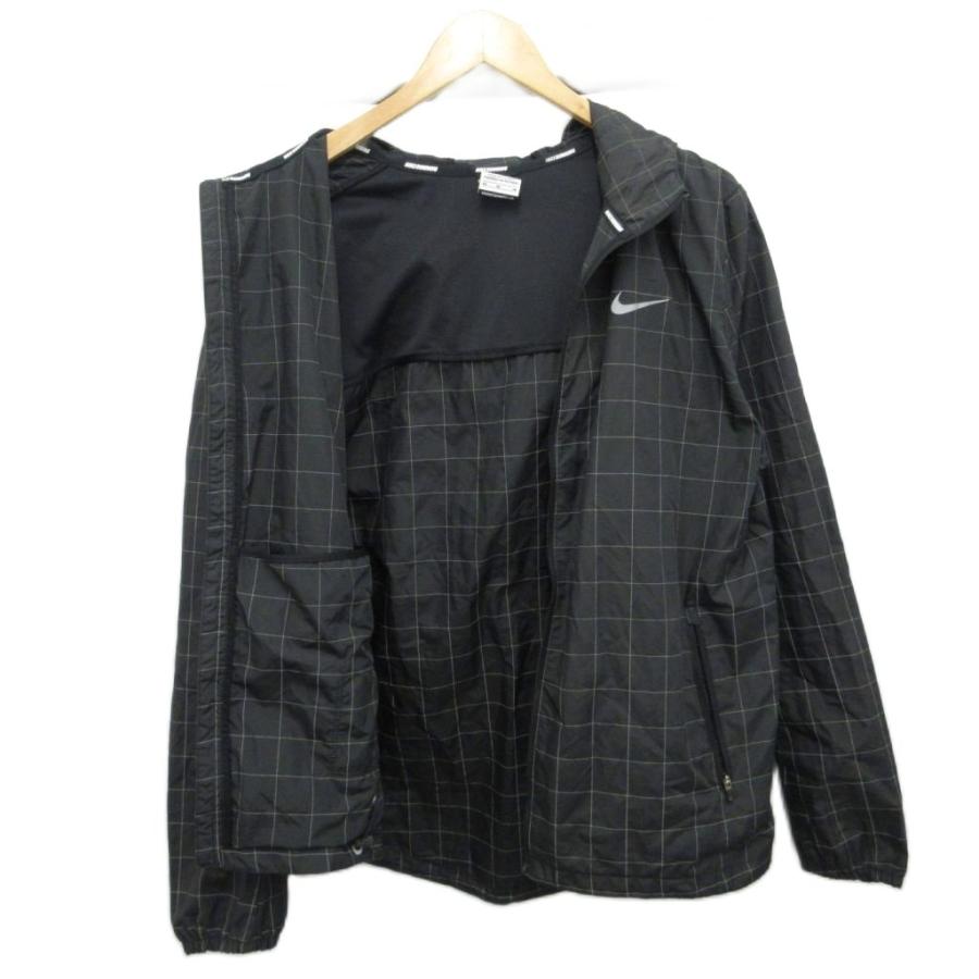 00s NIKE オンブレチェック ナイロンジャケット y2k ドローコード NIKE 00s y2k ナイロンジャケット ネイビー チェック 刺繍ロゴ