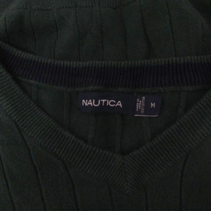 ノーティカ NAUTICA 古着 コットンニット セーター ロゴ刺繍 M 緑