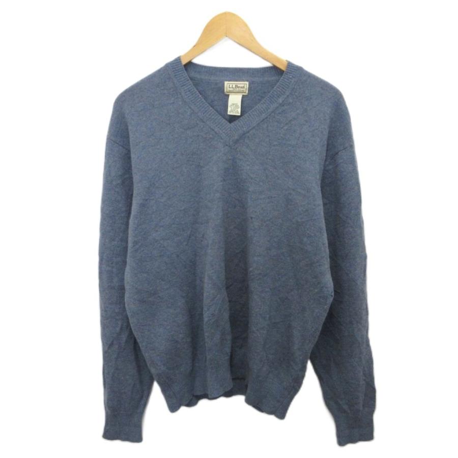エルエルビーン L.L.BEAN ニット セーター Vネック カシミヤ混 M 青 