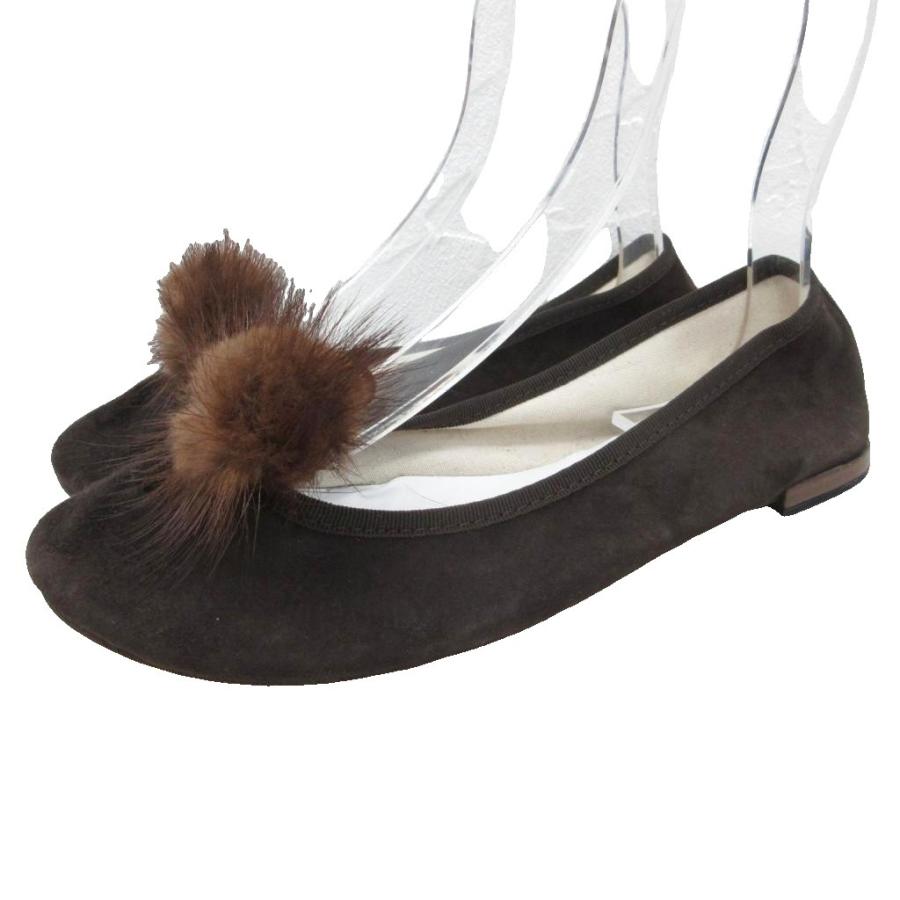 Repetto ブラウン フラットシューズ 39.5 レペット Repetto フラットシューズ ラウンドトゥ ローヒール ビジュー