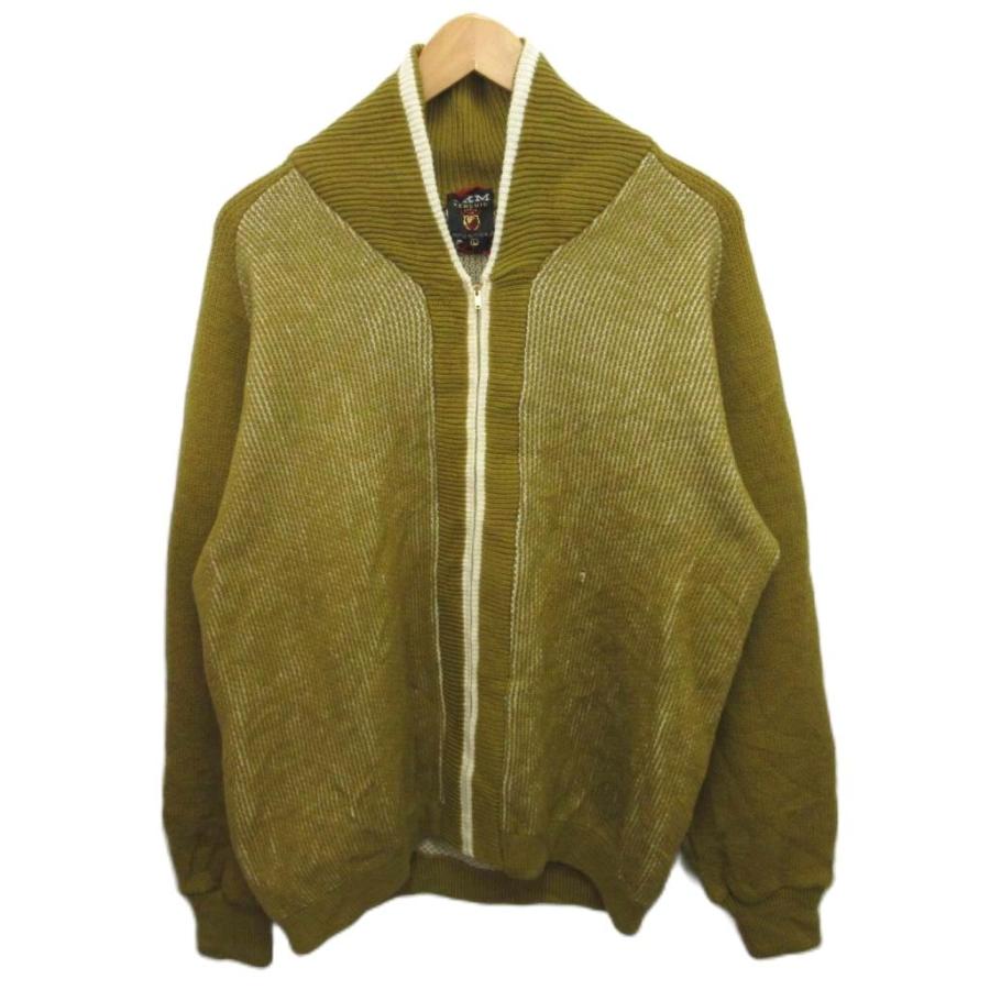 【中古】50s 60s ヴィンテージ 古着 SKM PENGUIN カーディガン  ジップアップ ニット ローゲージ ジャケット L 黄 50s 60s ヴィンテージ 古着 SKM PENGUIN カーディガン ジップアップ