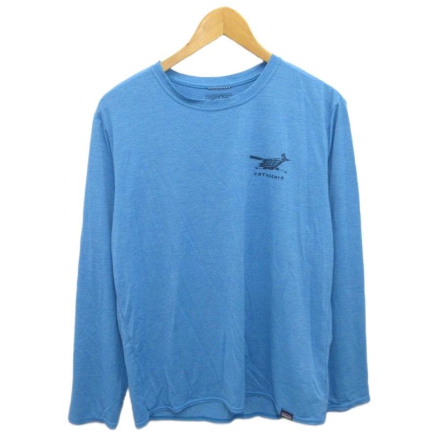 パタゴニア Patagonia ロンT Tシャツ カットソー 長袖 プリント M 水色