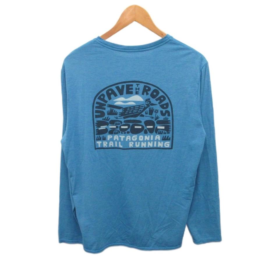 パタゴニア Patagonia ロンT Tシャツ カットソー 長袖 プリント M 水色
