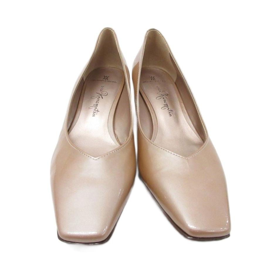 かねまつ　ベージュパンプス 銀座かねまつ GINZA Kanematsu 総レース スクエアトゥ ヒールパンプス
