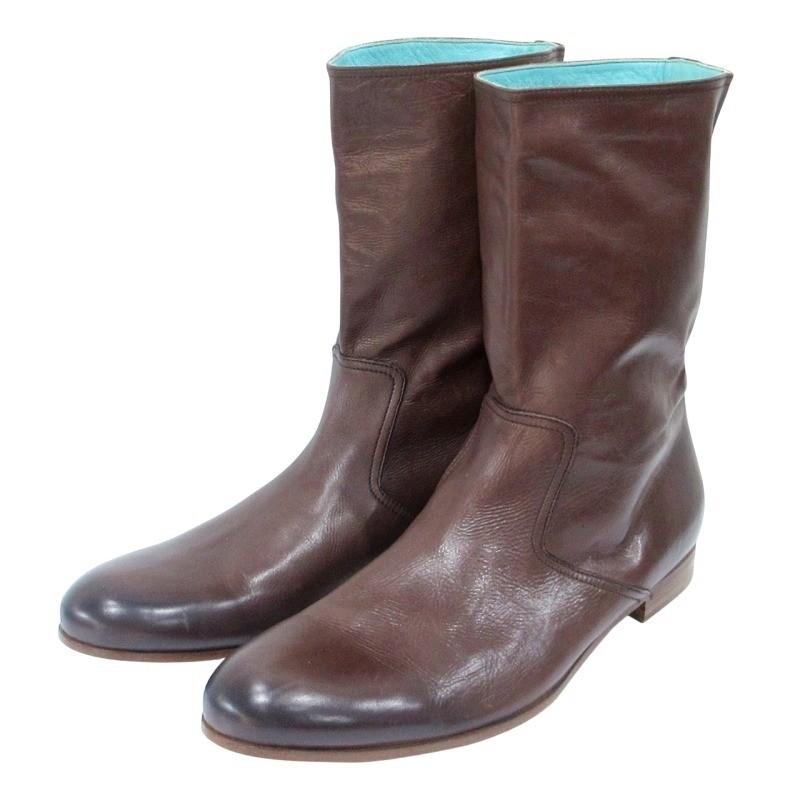 【中古】グッチ GUCCI ミドルカットブーツ ヒールロゴ レザー 216143 42 1/2 EJ 約27.5cm 茶 ブラウン 系 0621 メンズ GUCCI（グッチ） ミドルカットブーツ ヒールロゴ レザー 216143 42 1/2