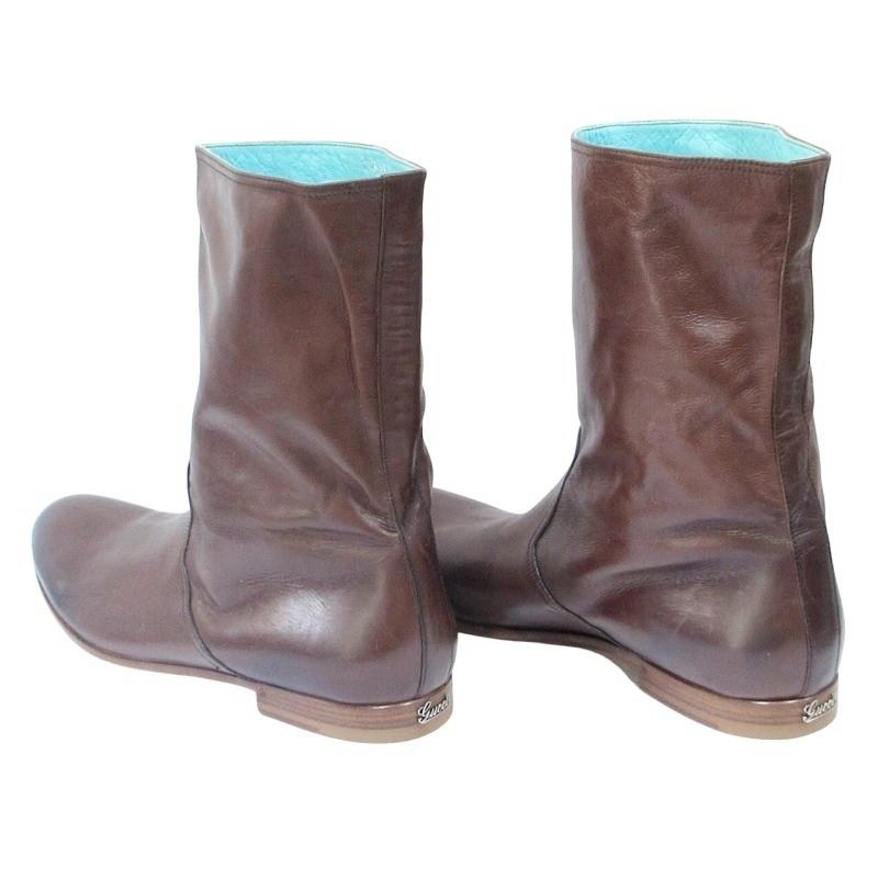 GUCCI（グッチ） ミドルカットブーツ ヒールロゴ レザー 216143 42 1/2