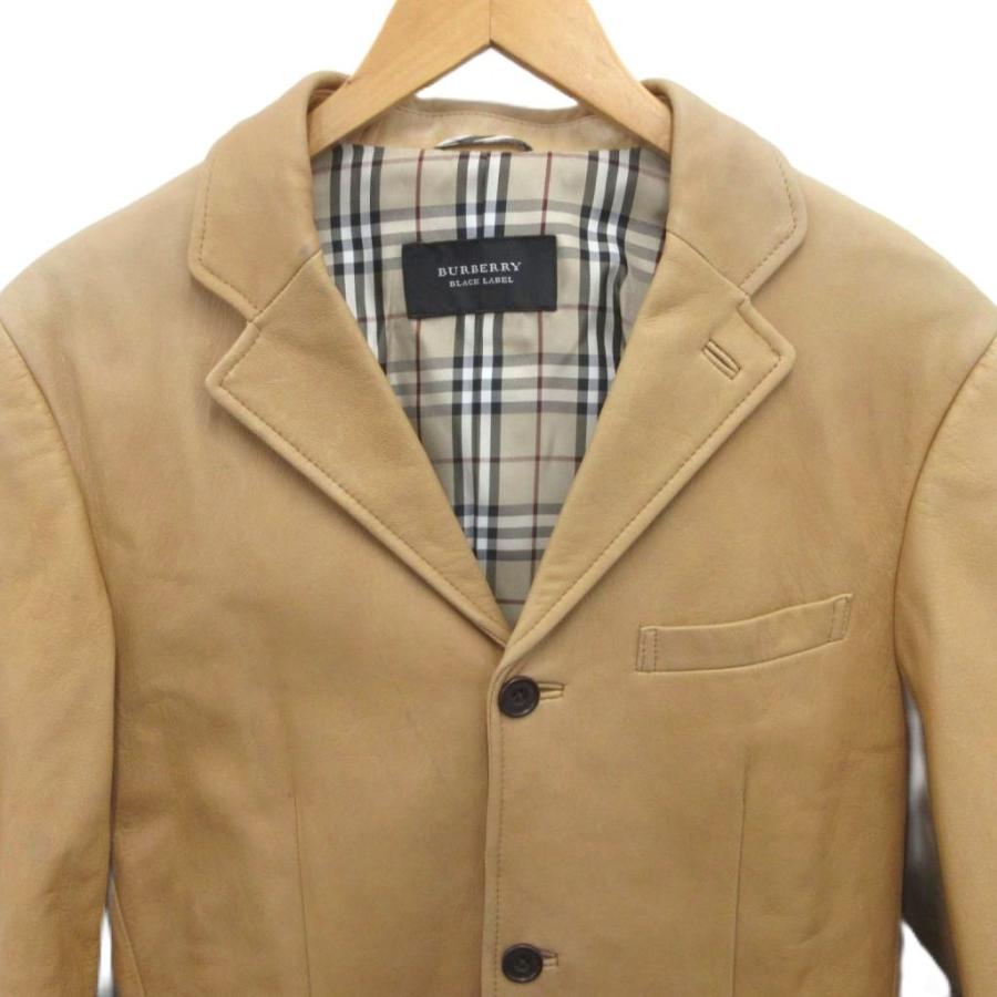 【中古】バーバリー ロンドン BURBERRY テーラードジャケット ブレザー ノバチェック ラムレザー 3B ベージュ M バーバリー ロンドン BURBERRY LONDON テーラードジャケット ブレザー