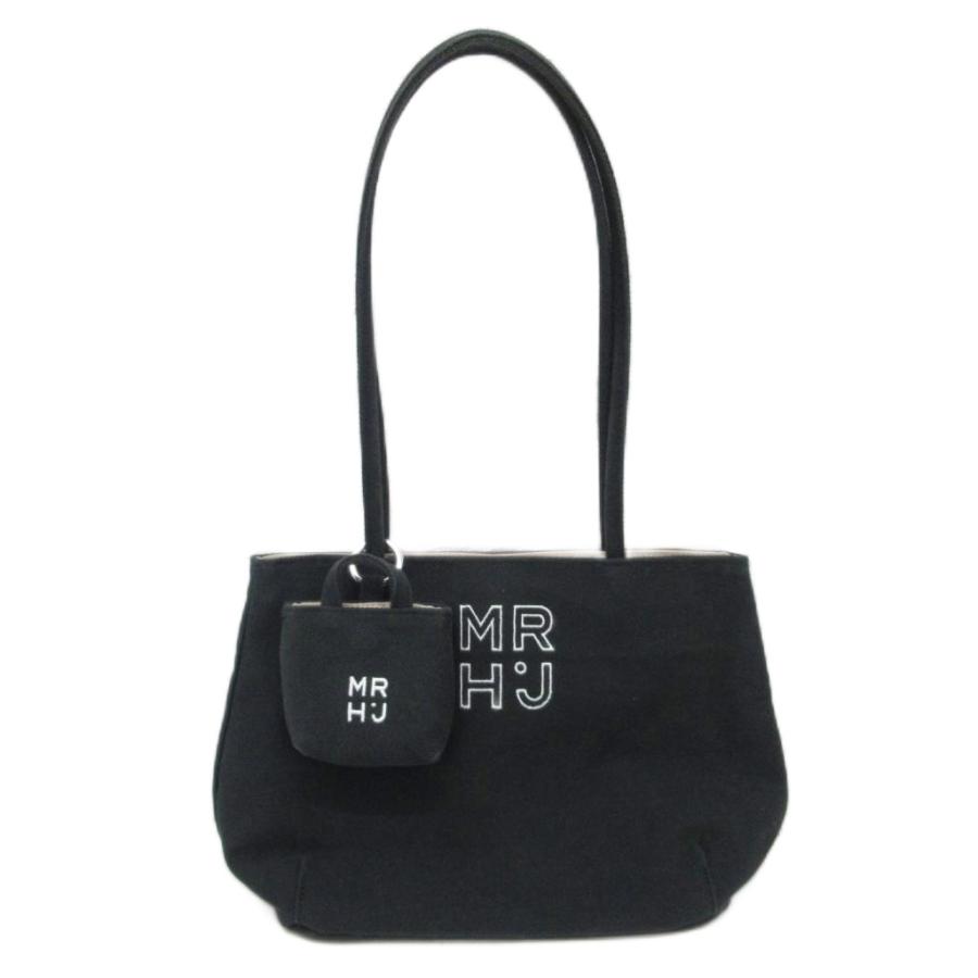 【中古】MARHEN.J マルヘンジェイ トートバッグ 肩掛け ポーチ付 ロゴ刺繍 黒 ブラック レディース MARHEN.J マルヘンジェイ トートバッグ 肩掛け ポーチ付 ロゴ刺繍 黒