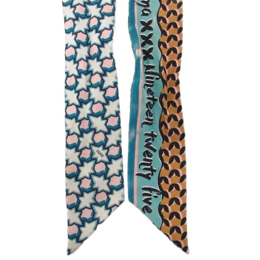 FENDI（フェンディ） ラッピー スカーフ ストール 総柄 ロゴ 青 ブルー