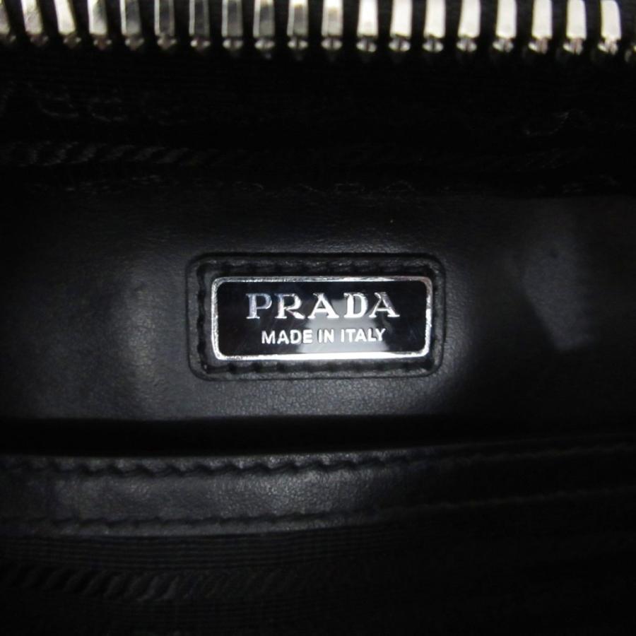 【美品】PRADAケース 三角プレートサフィアーノブラック PRADA（プラダ） 美品 サフィアーノ ハンドバッグ ポーチ 三角プレート