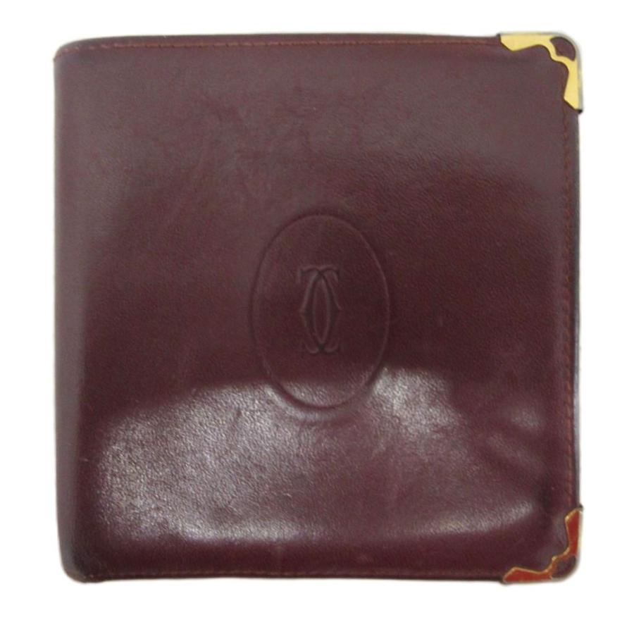 【未使用級】 カルティエ マストライン 二つ折り 保存袋付き Cartier（カルティエ） マストライン 二つ折り財布 小銭入れ有り