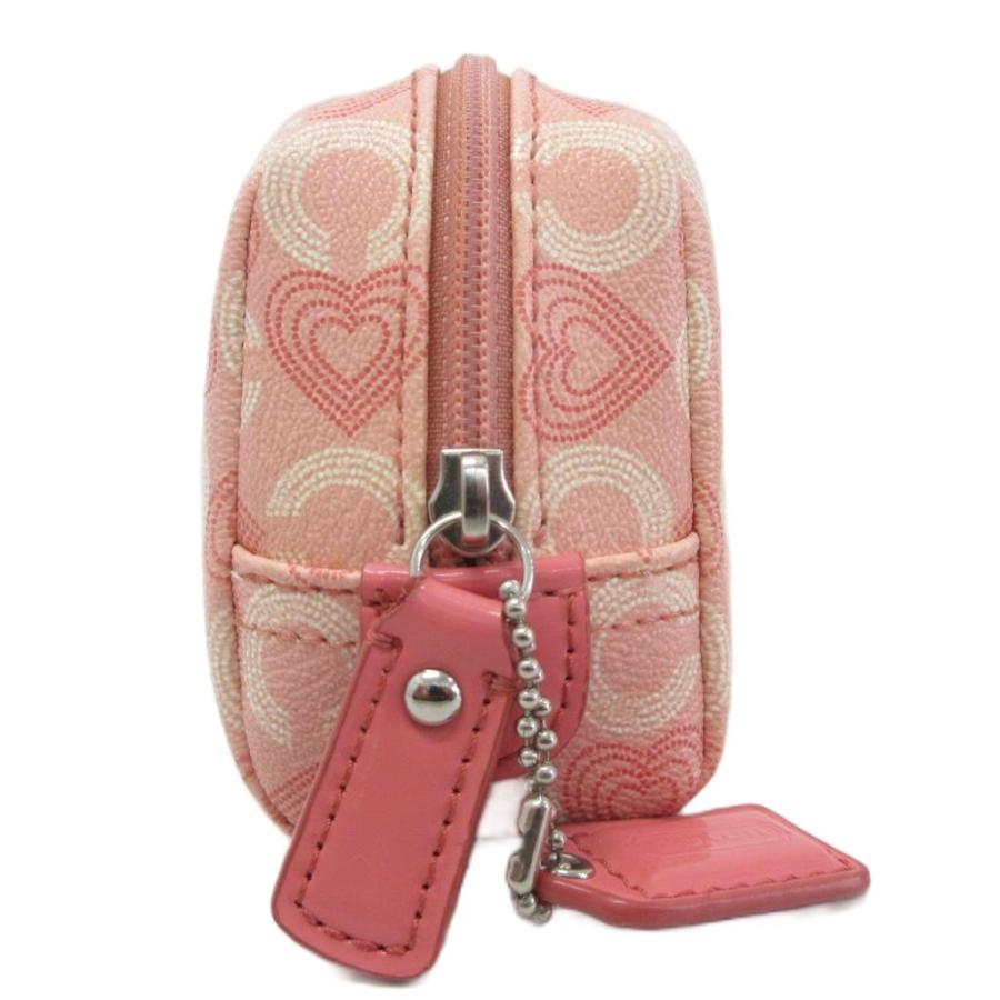 COACH（コーチ） ポーチ ロゴ金具 ハート柄 総柄 ピンク レディース 