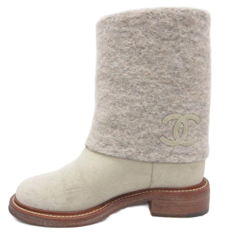 CHANEL（シャネル） ココマーク ショートブーツ 折り返し スエード 