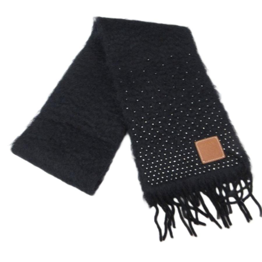 ◇ロエベ◇アナグラム マフラー モヘア モヘヤ ブラック ブランド 約200cm LOEWE（ロエベ） マフラー アナグラム モヘヤ50％×ウール48％×ナイロン