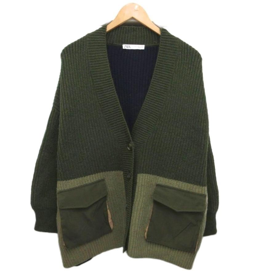 ZARA（ザラ） カーディガン オーバーサイズ ローゲージ S 緑 グリーン