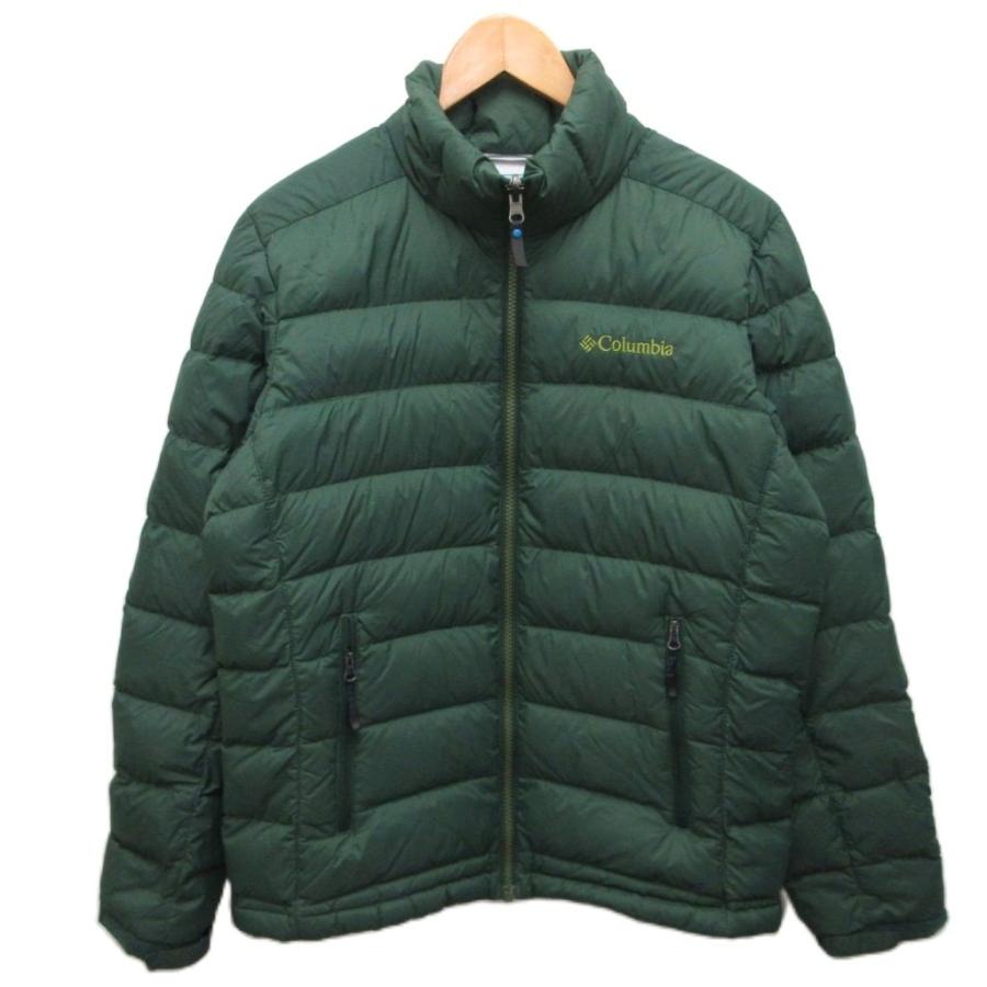美品　  ダウンジャケット M ネイビー/グリーン コロンビア Columbia ダウンジャケット ジップアップ スタンドカラー S
