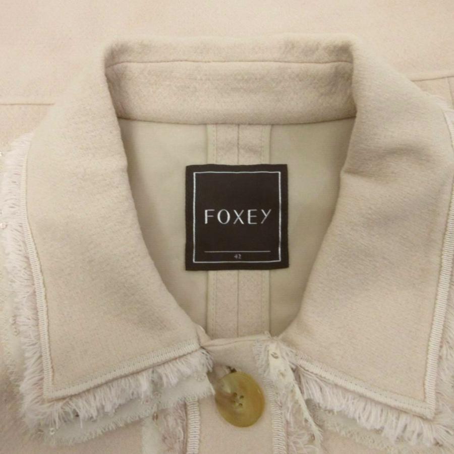 FOXEY（フォクシー） ウールジャケット ブルゾン 短丈 クロップド 絹 