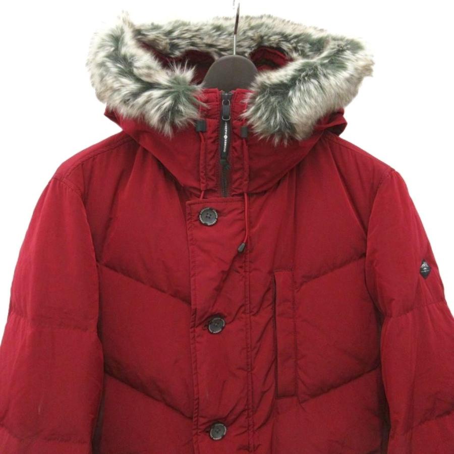 未使用品 ジョセフアブード JOSEPH ABBOUD タグ付き Pe/Nyピーチ ダウンコート フェイクファー ロング丈 フード L 赤 レッド メンズ