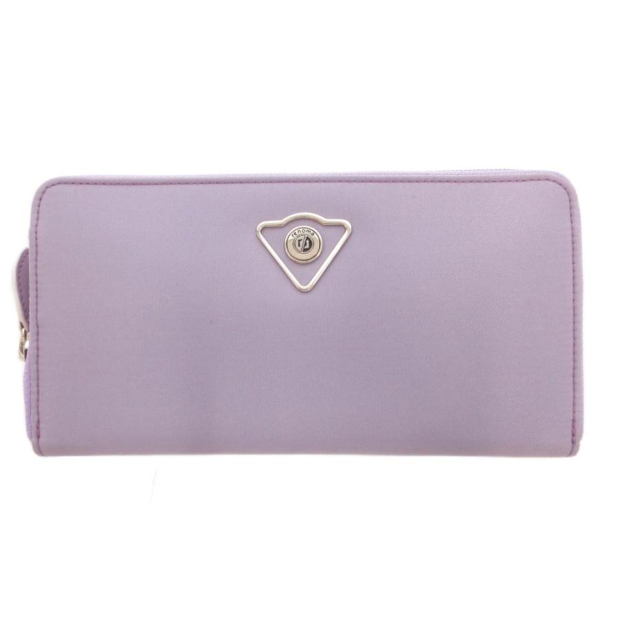 レノマ renoma 美品 財布 長財布 紫 パープル ジップ開閉 ロゴプレート
