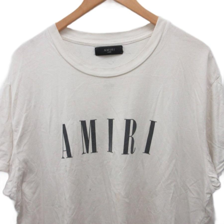 AMIRI アミリ ホワイト Tシャツ ロゴ入り アミリ AMIRI Tシャツ カットソー 半袖 ロゴプリント クルーネック 40