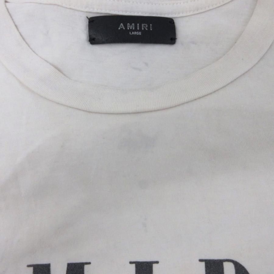 AMIRI アミリ ホワイト Tシャツ ロゴ入り アミリ AMIRI Tシャツ カットソー 半袖 ロゴプリント クルーネック 40