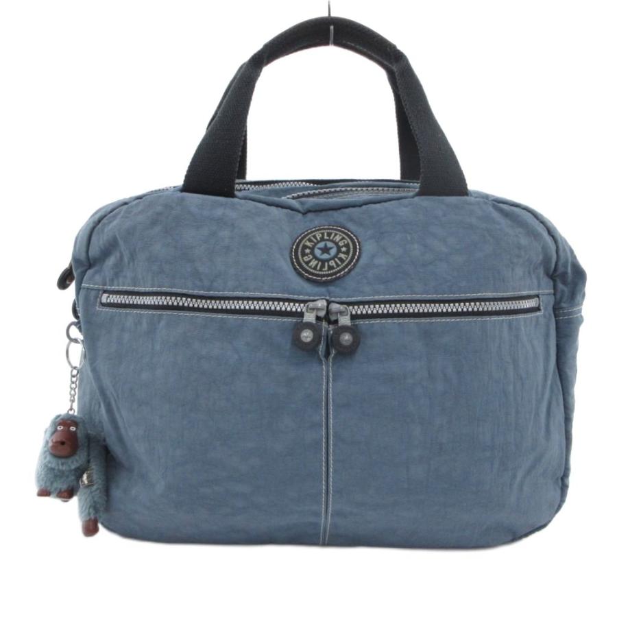 キプリング KIPLING ハンドバッグ ロゴ ゴリラチャーム 青 ライト 