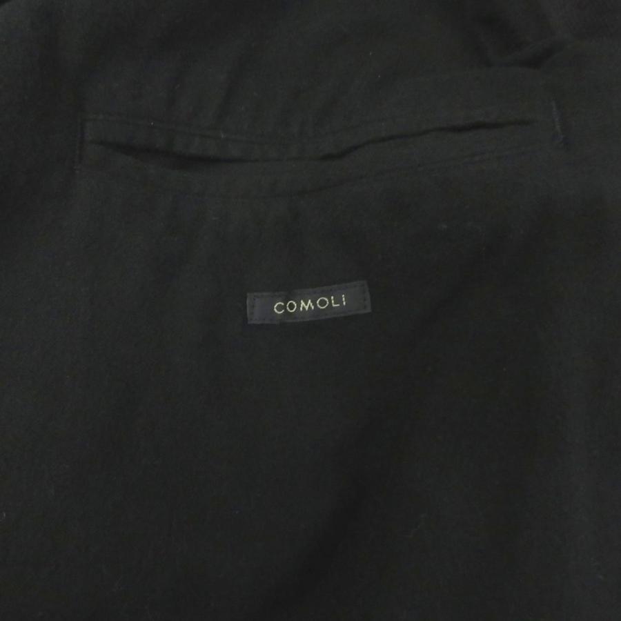 コモリ 24AW LEATHER WORK JACKET ワークジャケット カバーオール 襟レザー 切替 羊革 オーバーサイズ 2 黒 ブラック A03-01027 メンズの画像