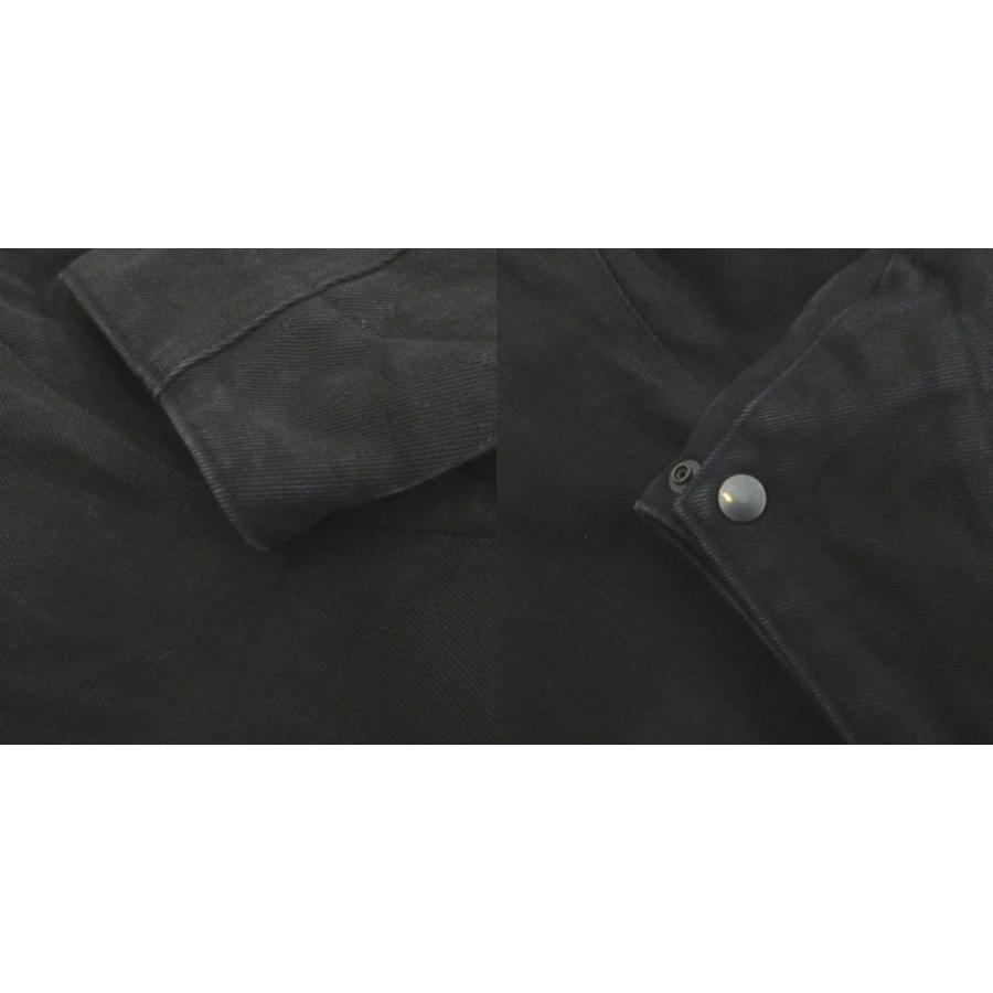 コモリ 24AW LEATHER WORK JACKET ワークジャケット カバーオール 襟レザー 切替 羊革 オーバーサイズ 2 黒 ブラック A03-01027 メンズの画像