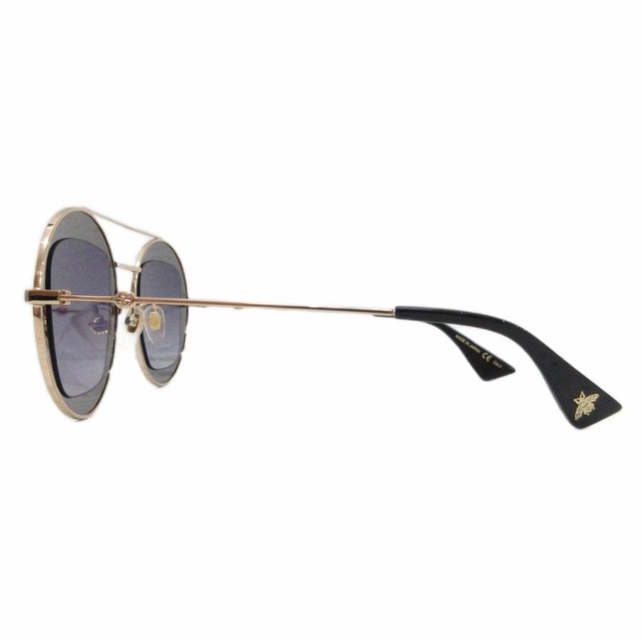 GUCCI グッチ ラウンドサングラス 黒×ゴールド おしゃれ 高級感あり GUCCI（グッチ） ダブルブリッジ サングラス アイウェア 眼鏡 ラウンド