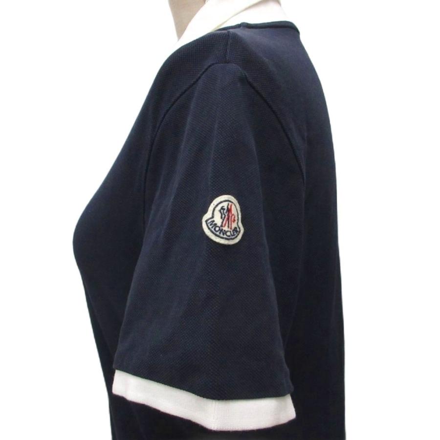 MONCLER（モンクレール） ポロシャツ 半袖 襟裏ロゴ S 紺 ネイビー 白