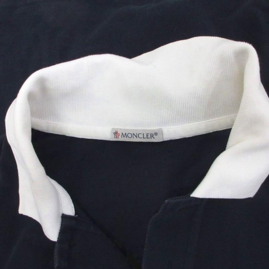MONCLER（モンクレール） ポロシャツ 半袖 襟裏ロゴ S 紺 ネイビー 白