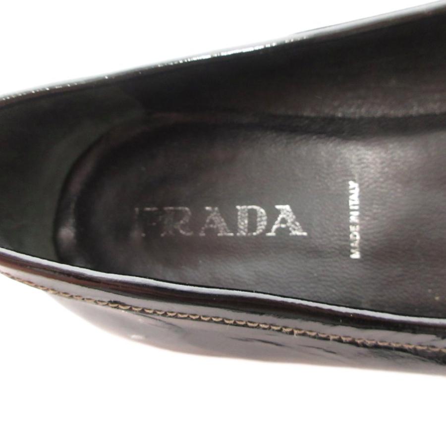 PRADA（プラダ） ブラックエナメル ローファー 35.5 黒 ブラック