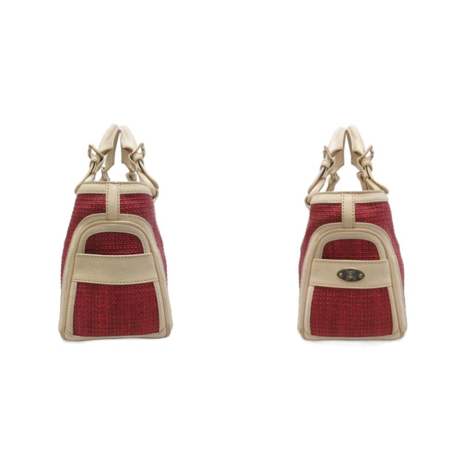 美品！　セリーヌ　CELINE ブギーバッグ　赤 CELINE（セリーヌ） ブギーバッグ ハンドバッグ トートバッグ ストロー