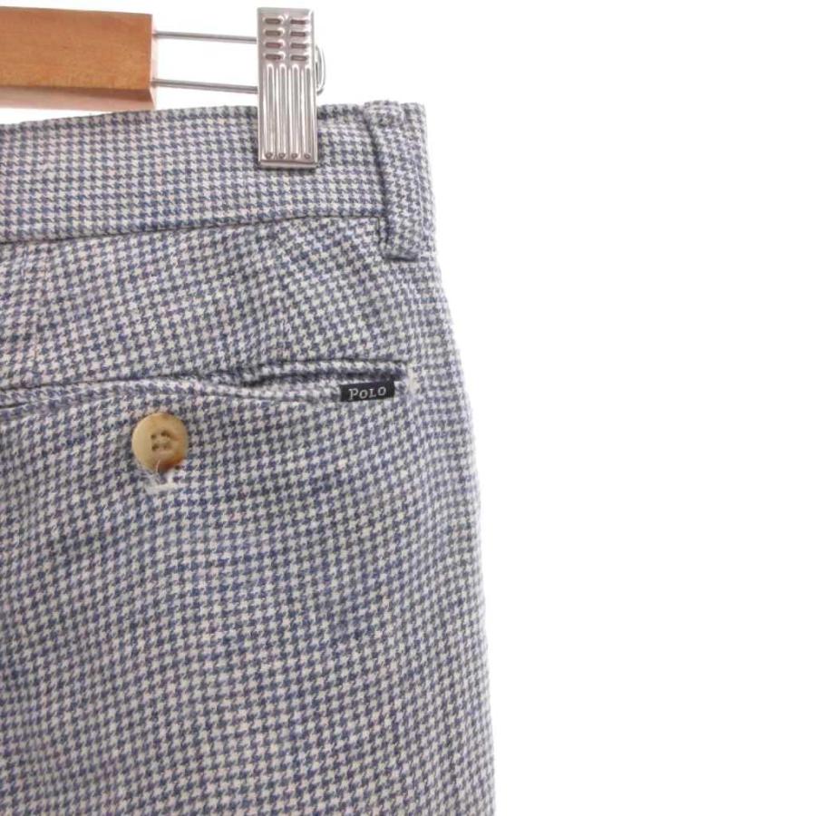 ポロ ラルフローレン パンツ スラックス リネン 33/32 青 千鳥格子柄 ポロ ラルフローレン POLO RALPH LAUREN リネンパンツ スラックス 千鳥